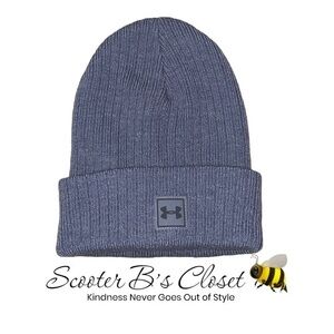 Under Armour Knit Grey Steel Rolled Cuff Stocking Cap Beanie UA 🐝